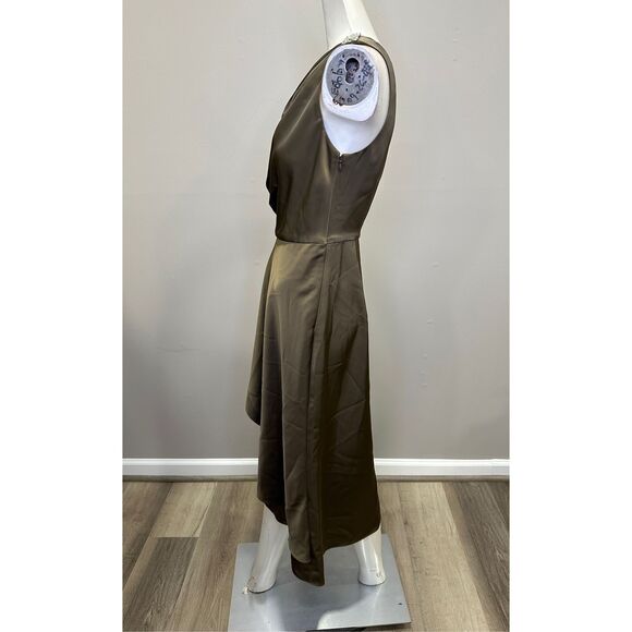 Sachin + Babi Evangeline Draped One-shoulder Midi Dress Olive Size 4 $495 - Picture 5 of 11